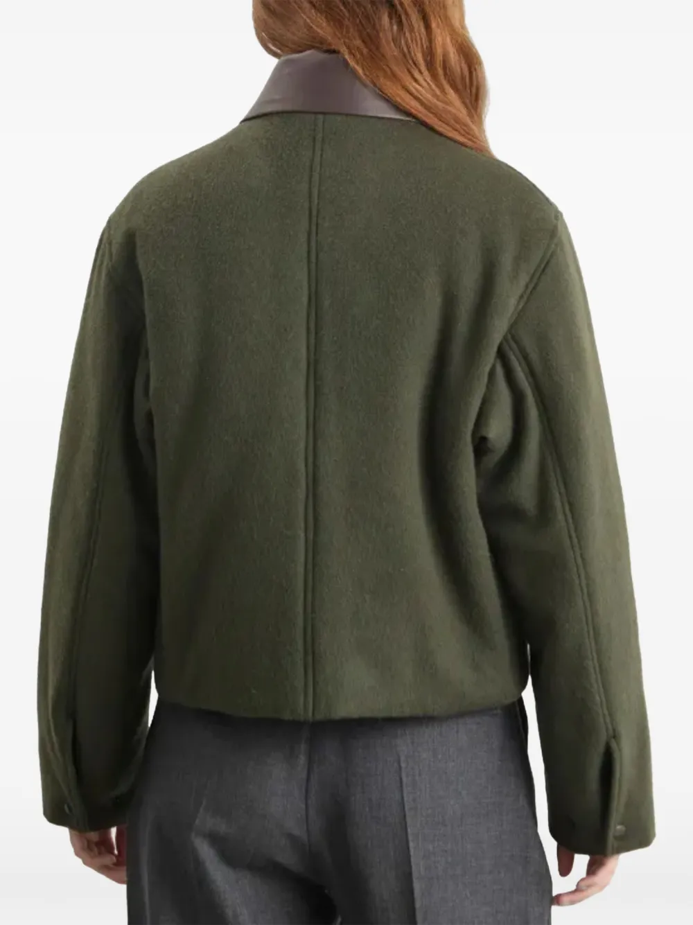 Auralee leather-collar Jacket | Green | FARFETCH