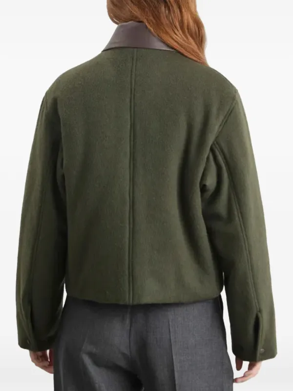 Auralee leather-collar Jacket | Green | FARFETCH