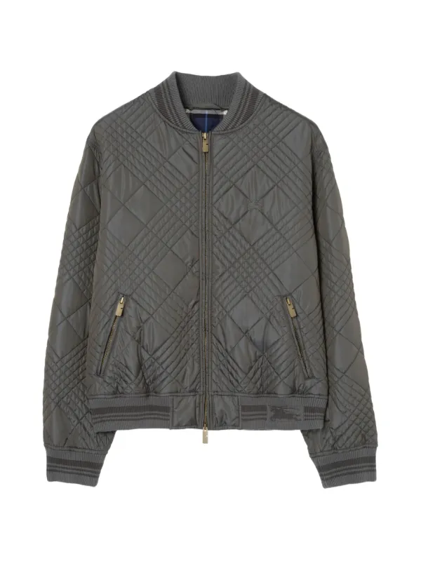 Burberry Micro check-stitch Rakewood Bomber Jacket | Grey | FARFETCH