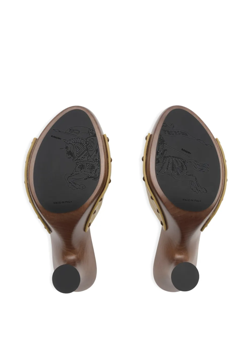 Burberry check stud leather potter mules Beige