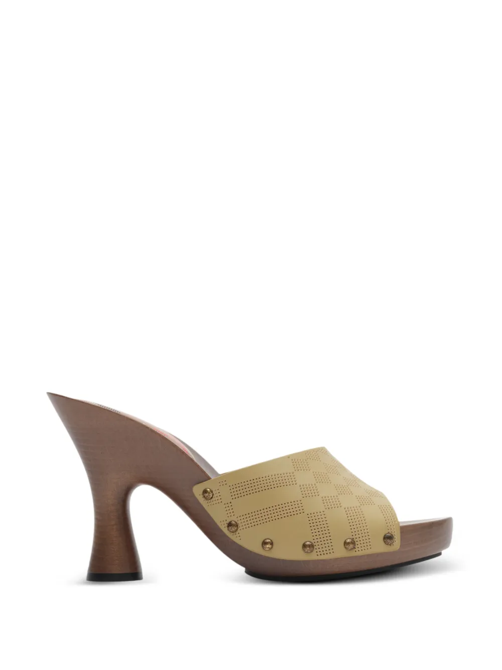Burberry check stud leather potter mules Beige