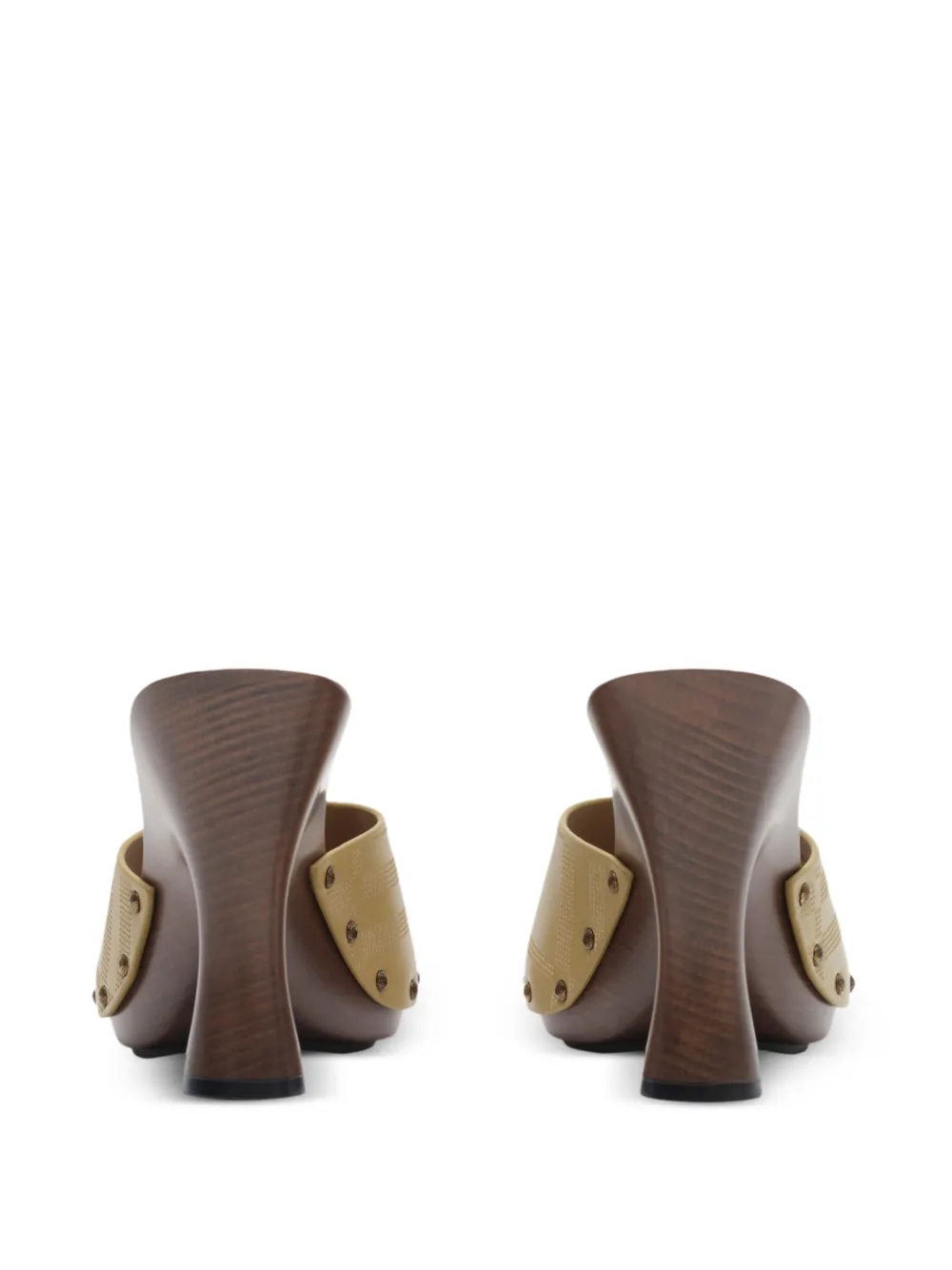 Burberry check stud leather potter mules Beige