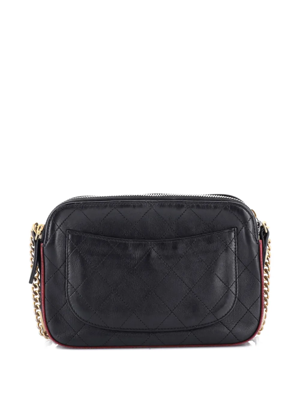 Pre-owned Chanel Button Up Camera Case Quilted Calfskin With Grosgrain Small Crossbody Bag In Black