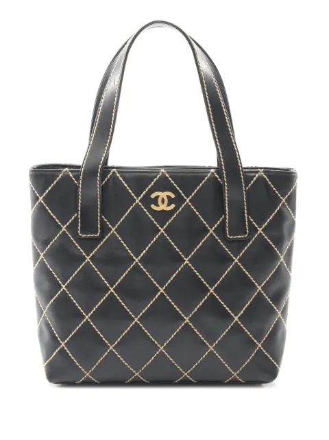 CHANEL Pre-Owned 2003-2004 Small CC Quilted Calfskin Wild Stitch tote bag