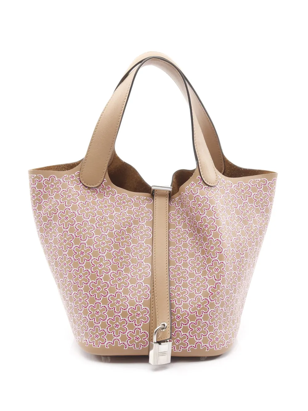 Hermès Pre-Owned Borsa a mano Picotin Lock 18 in pelle Swift con motivo Lucky Daisy 2022 - Marrone