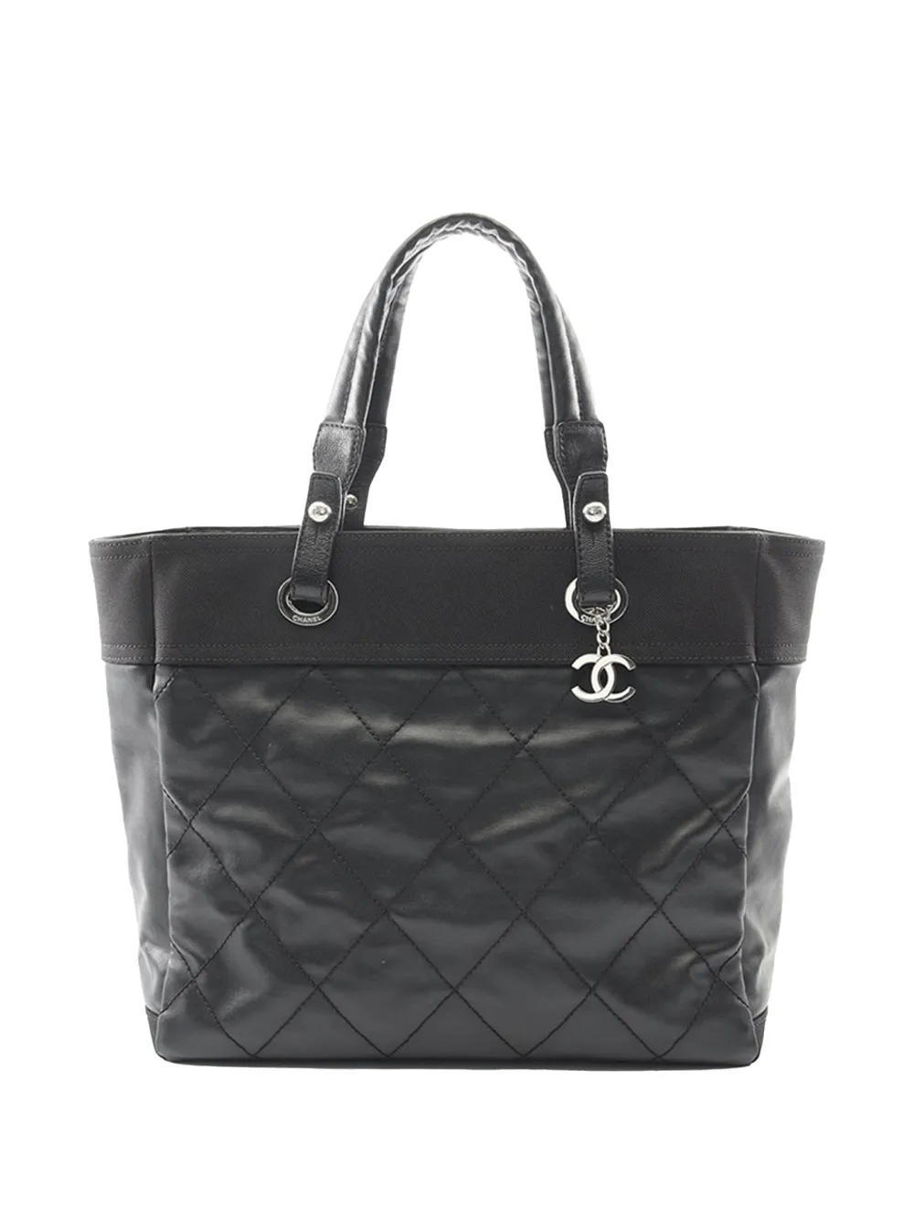 CHANEL Pre-Owned 2012 Medium Quilted Coated Canvas Paris Biarritz tote bag - Nero