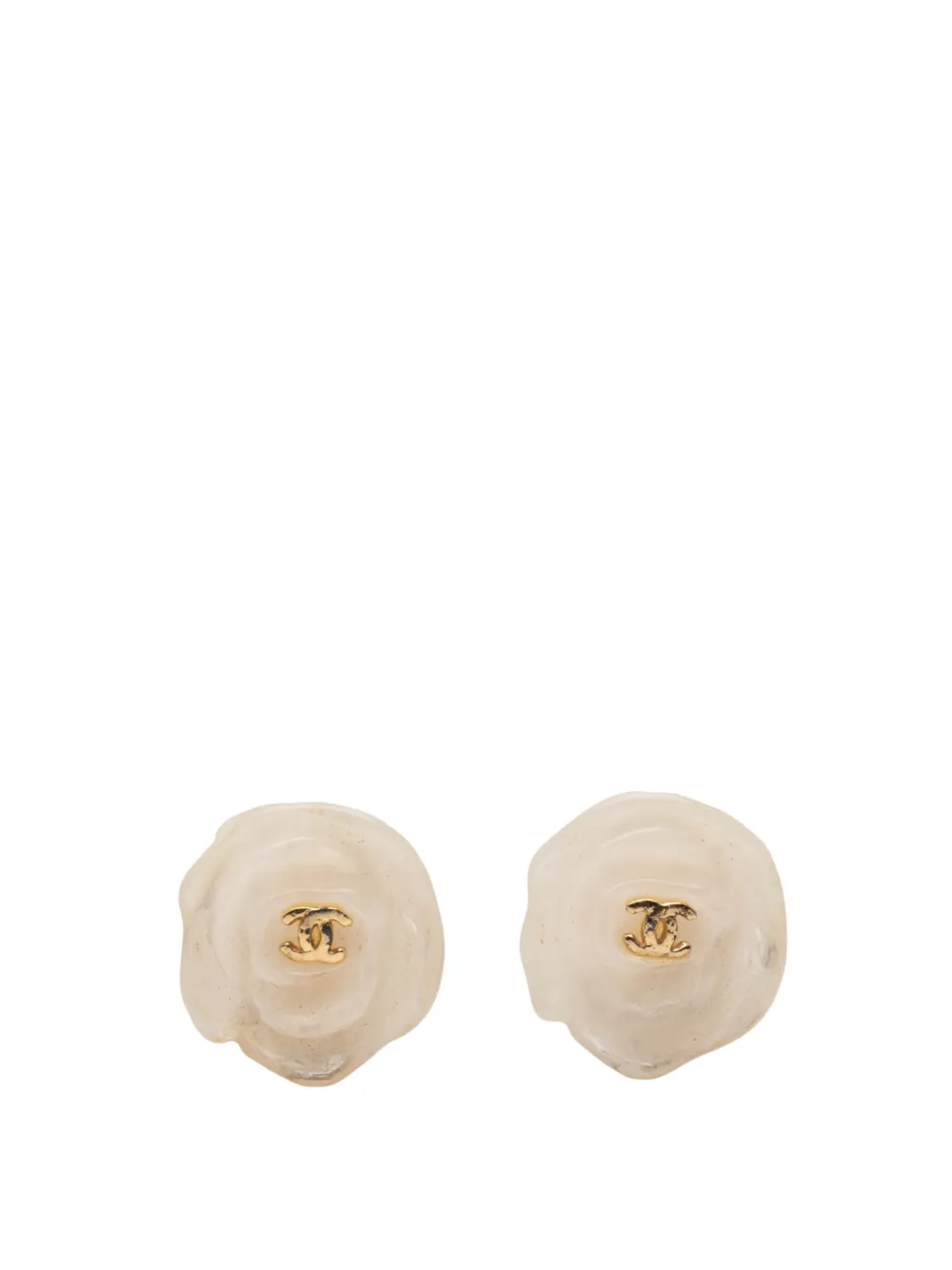 CHANEL Pre-Owned 2000-2010 CC Resin Gold Plated Camellia Clip On Earrings costume earrings - Oro