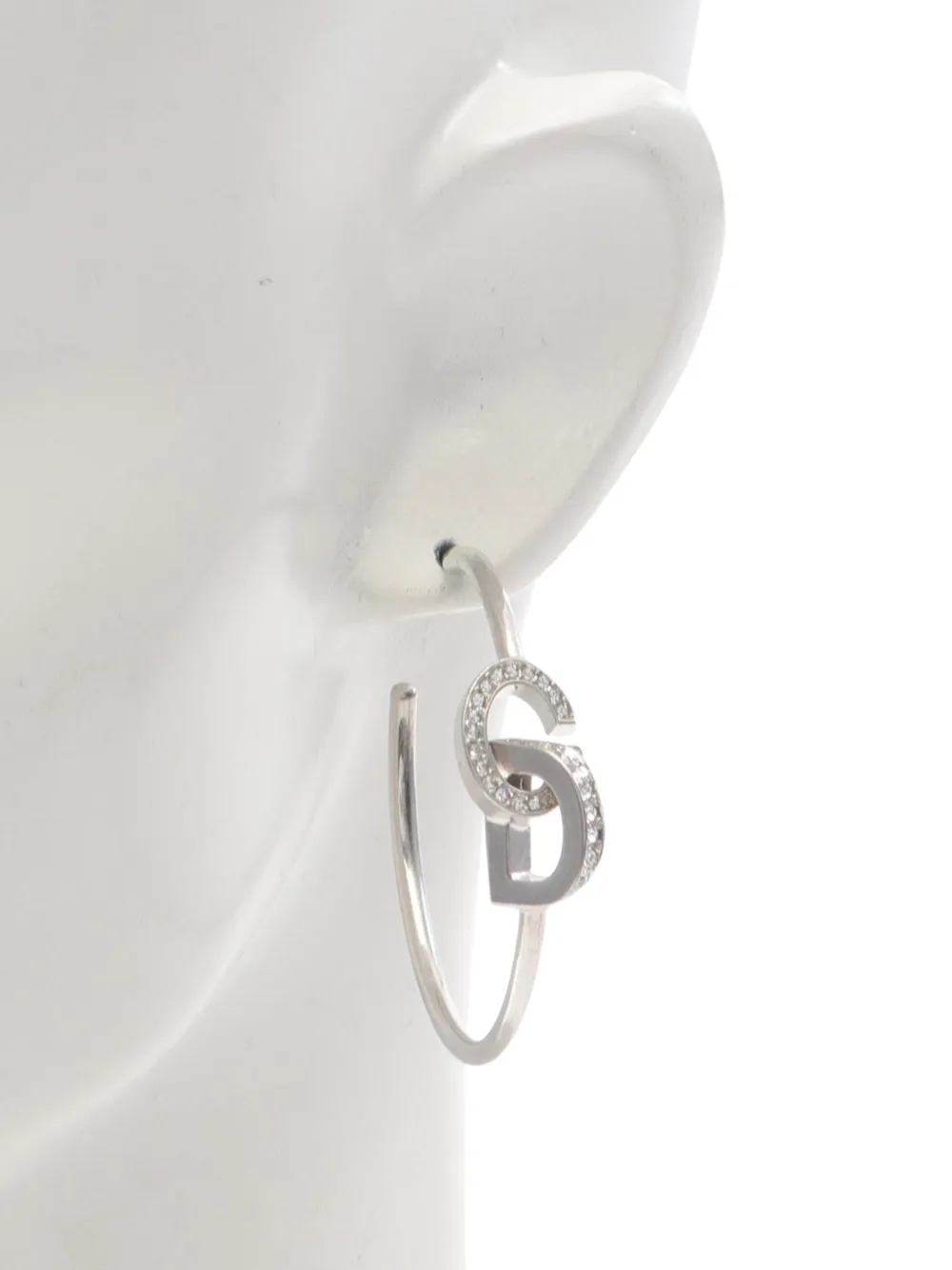 Dior シルバークリスタルフープピアス Christian Dior Pre-Owned 2020-2025 ステンレススチール＆クリスタル