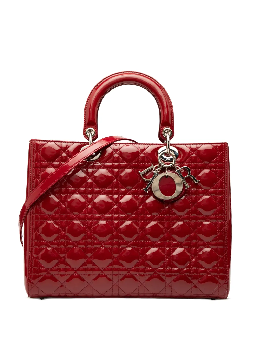 Christian Dior Pre-Owned 2010 Large Patent Cannage Lady Dior satchel – Red