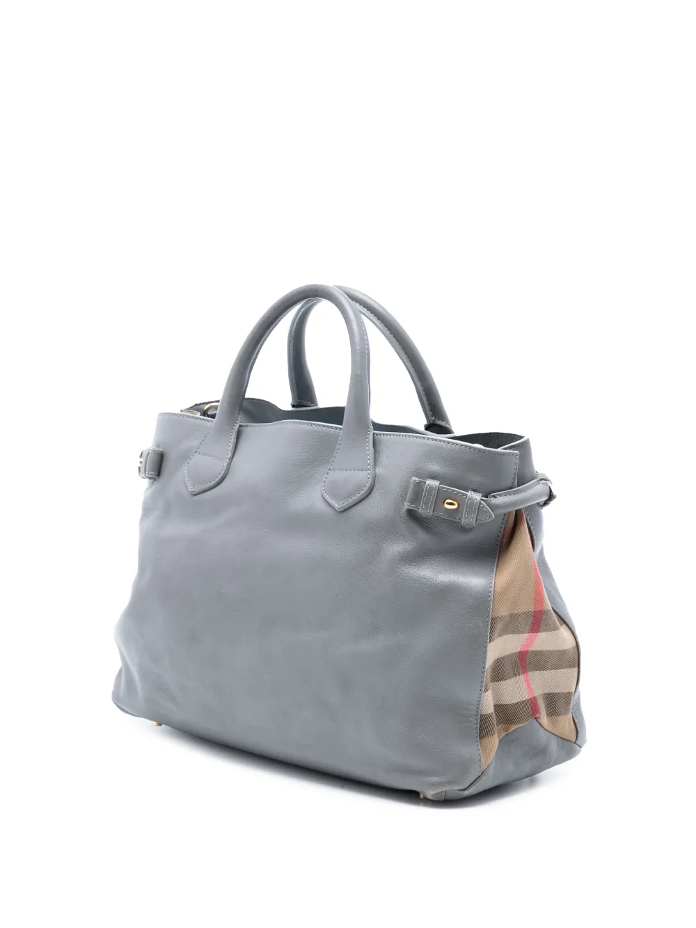 2000-2017 Medium Leather And House Check Banner Satchel