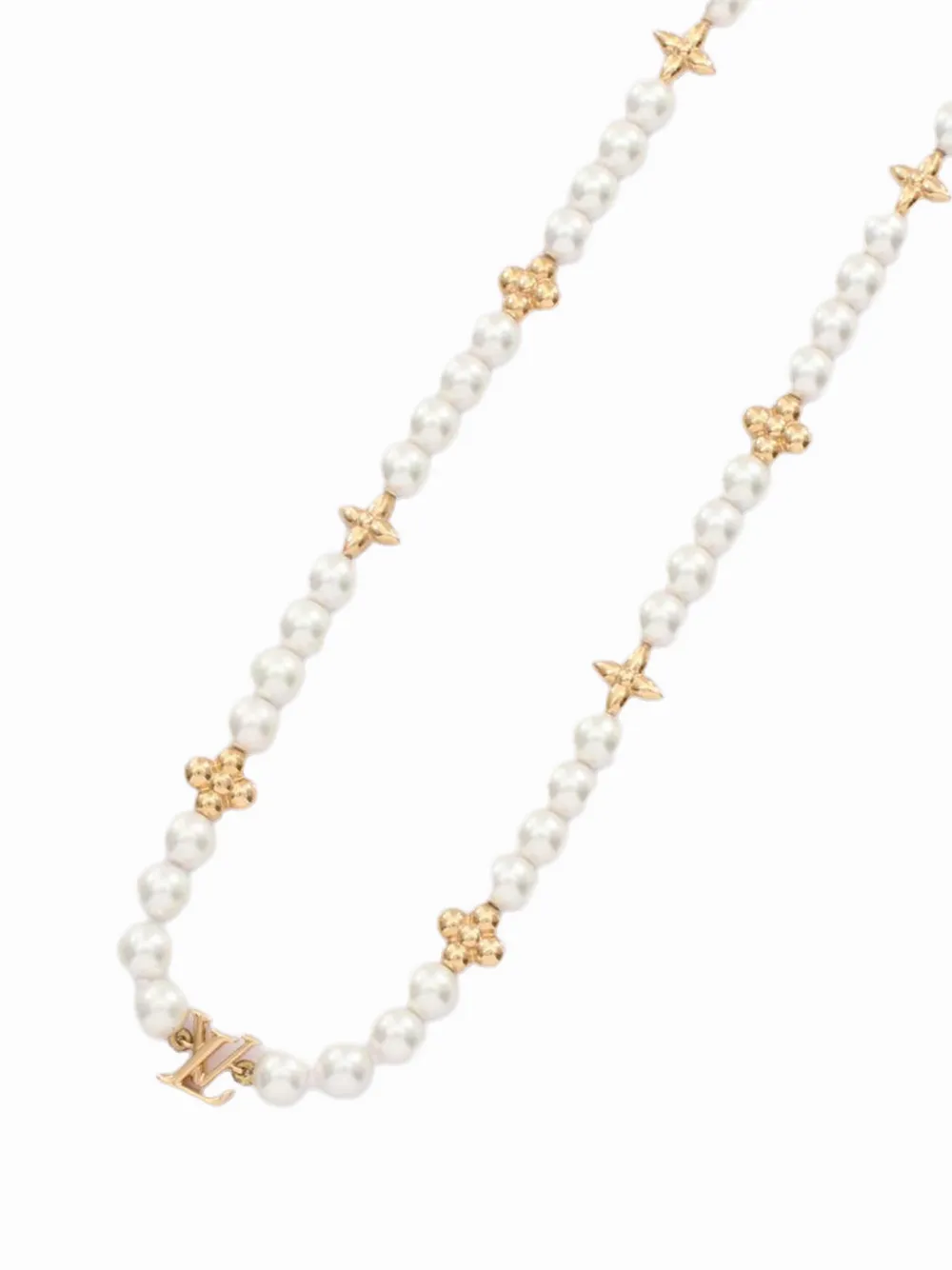 Louis Vuitton Pre-Owned 2025 Gold Plated My LV Pearl Necklace costume necklace - Oro