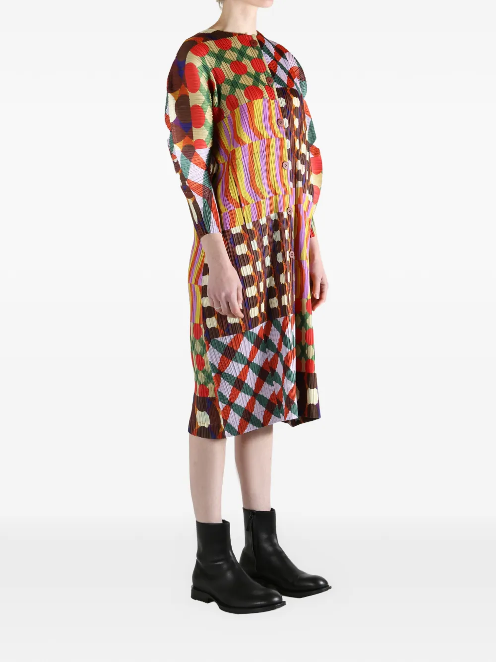  Pleats Please Issey Miyake Button-up Printed Coat - Yellow 