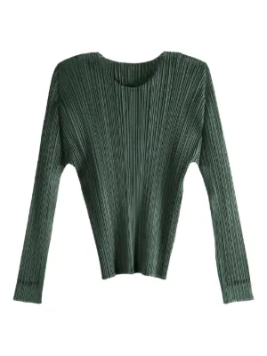 Pleats Please Issey Miyake Pleated long-sleeve Top | Blue