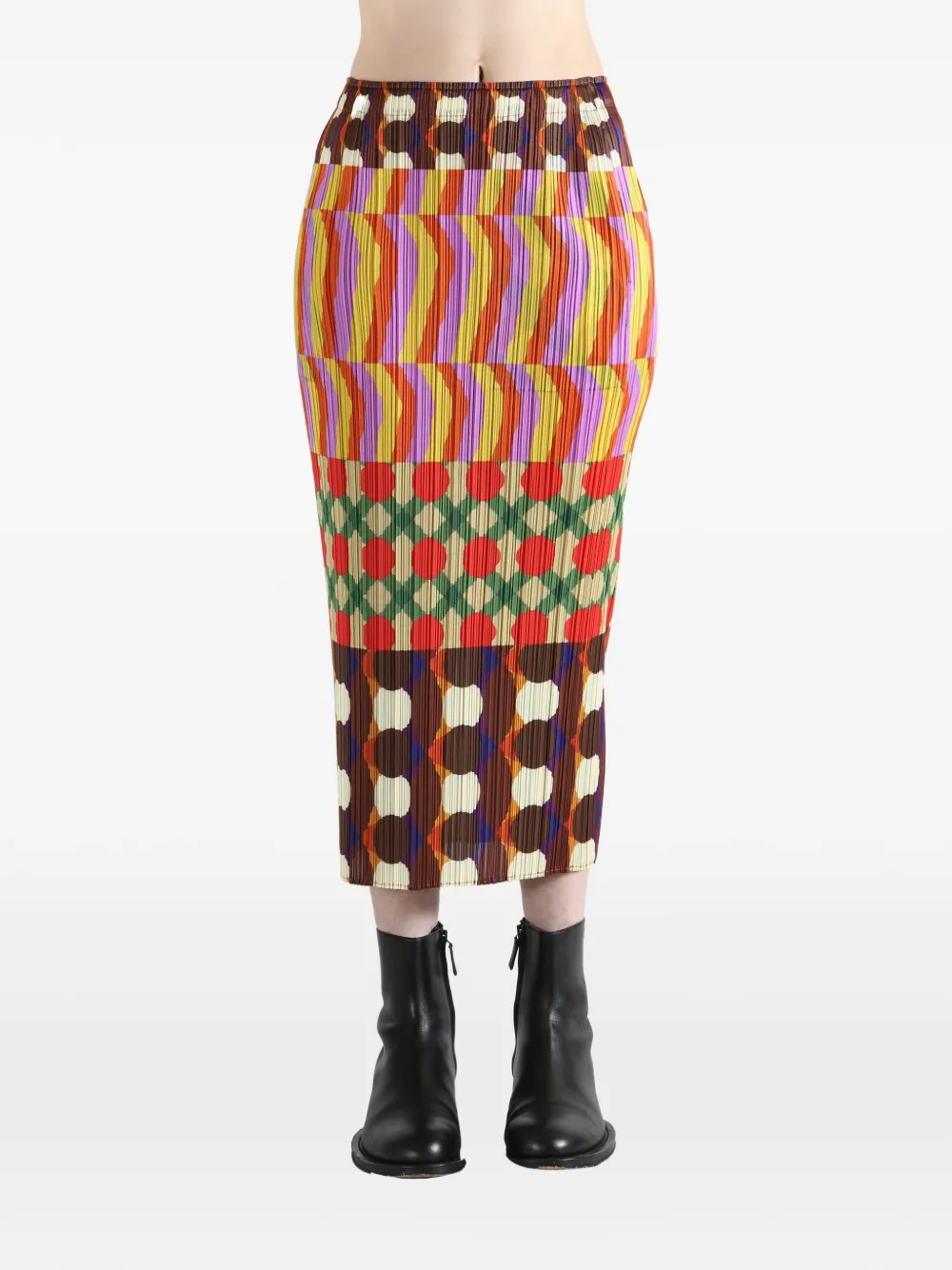 Pleats Please Issey Miyake Harmony geplooide midi-rok met print - Bruin