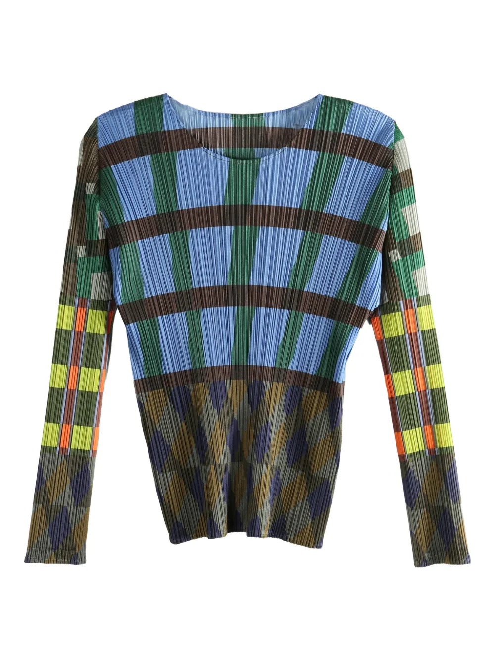 Pleats Please Issey Miyake Top Harmony a quadri - Blu
