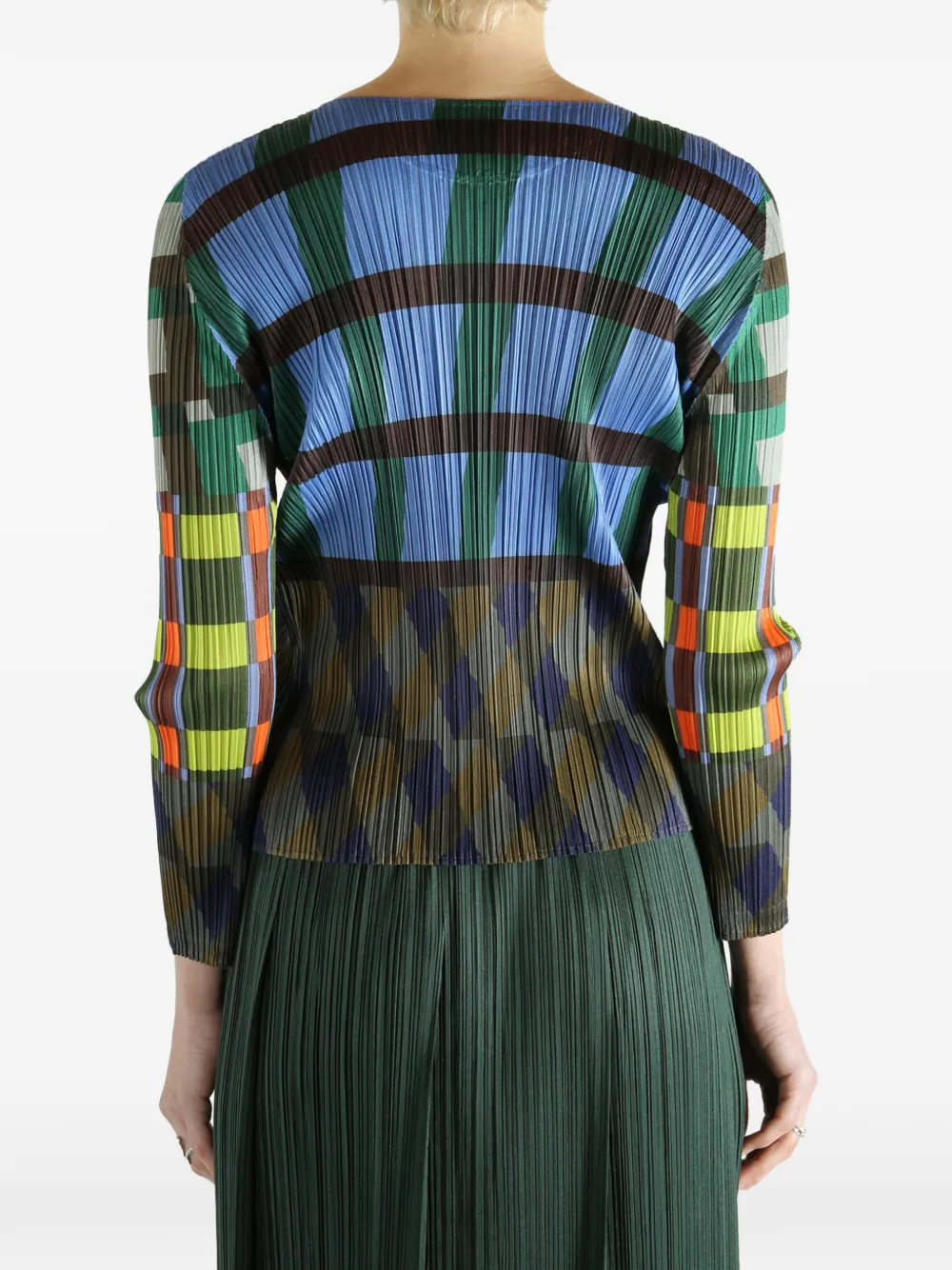 Issey Miyake Plaid MIYAKE ISSEY Top Pleats me Multi Print Pleated