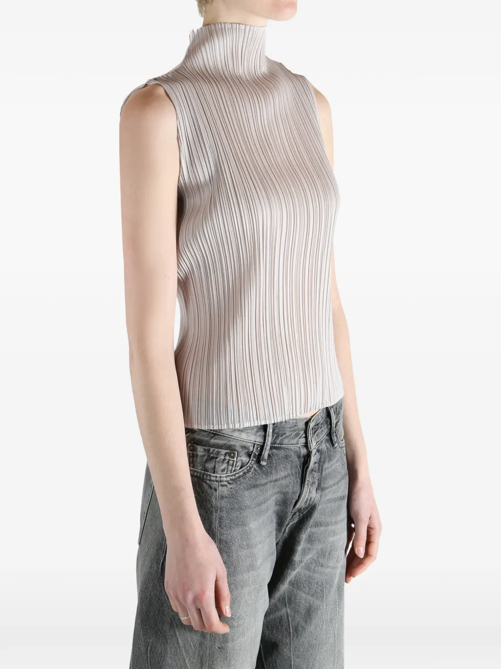 ★未使用★ ISSEY MIYAKE PLEATS PLEASE モックネック Pleats Please Issey Miyake モックネック トップ | ニュートラル