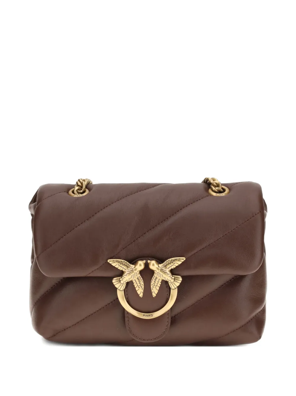 PINKO Love quilted chain leather shoulder bag - Marrone
