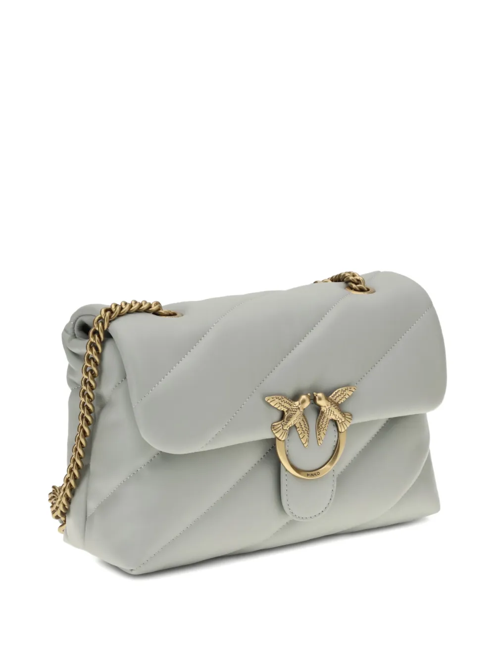 PINKO Love quilted bird-hardware shoulder bag - Grijs