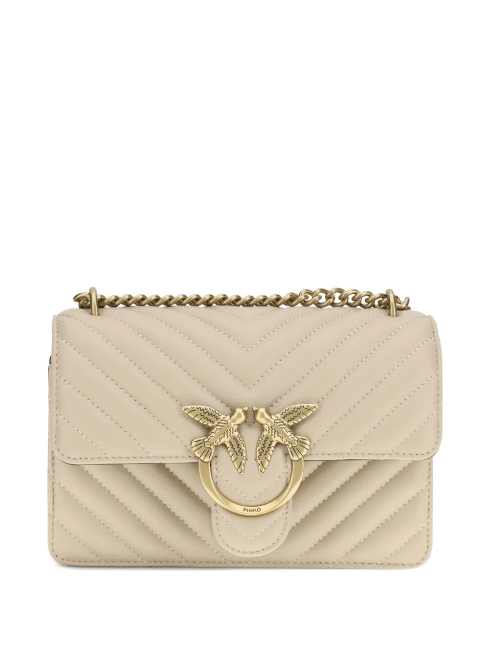 PINKO Love chevron chain shoulder bag - Toni neutri