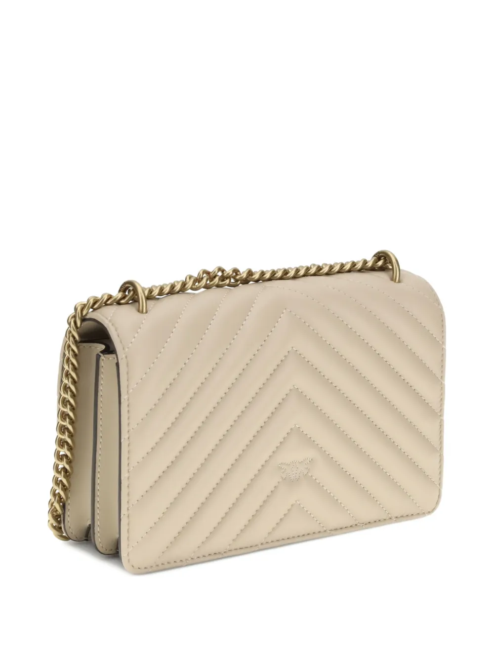 PINKO Love chevron chain shoulder bag - Beige