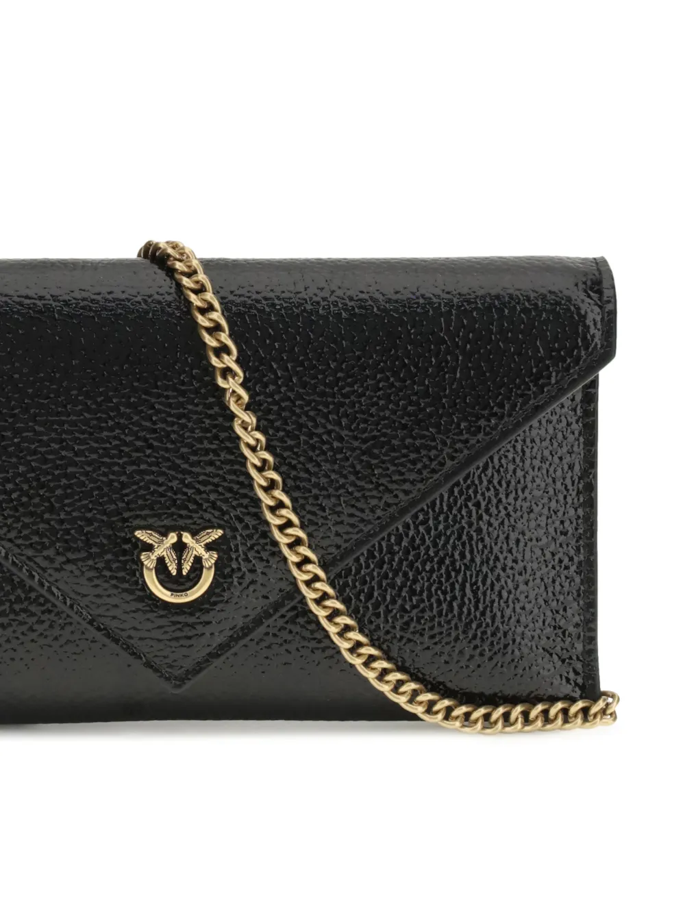 PINKO Love Birds envelope logo clutch bag - Nero