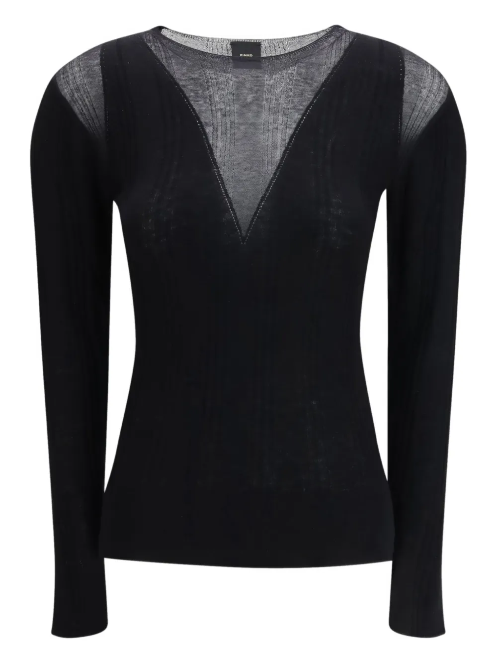 PINKO sheer ribbed top - Nero