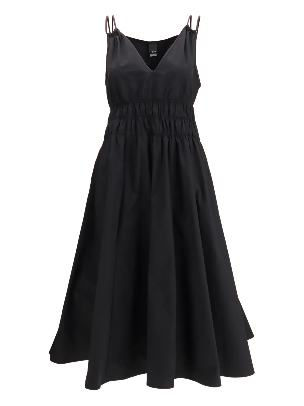 PINKO Amie V-neck ruched midi dress - Nero