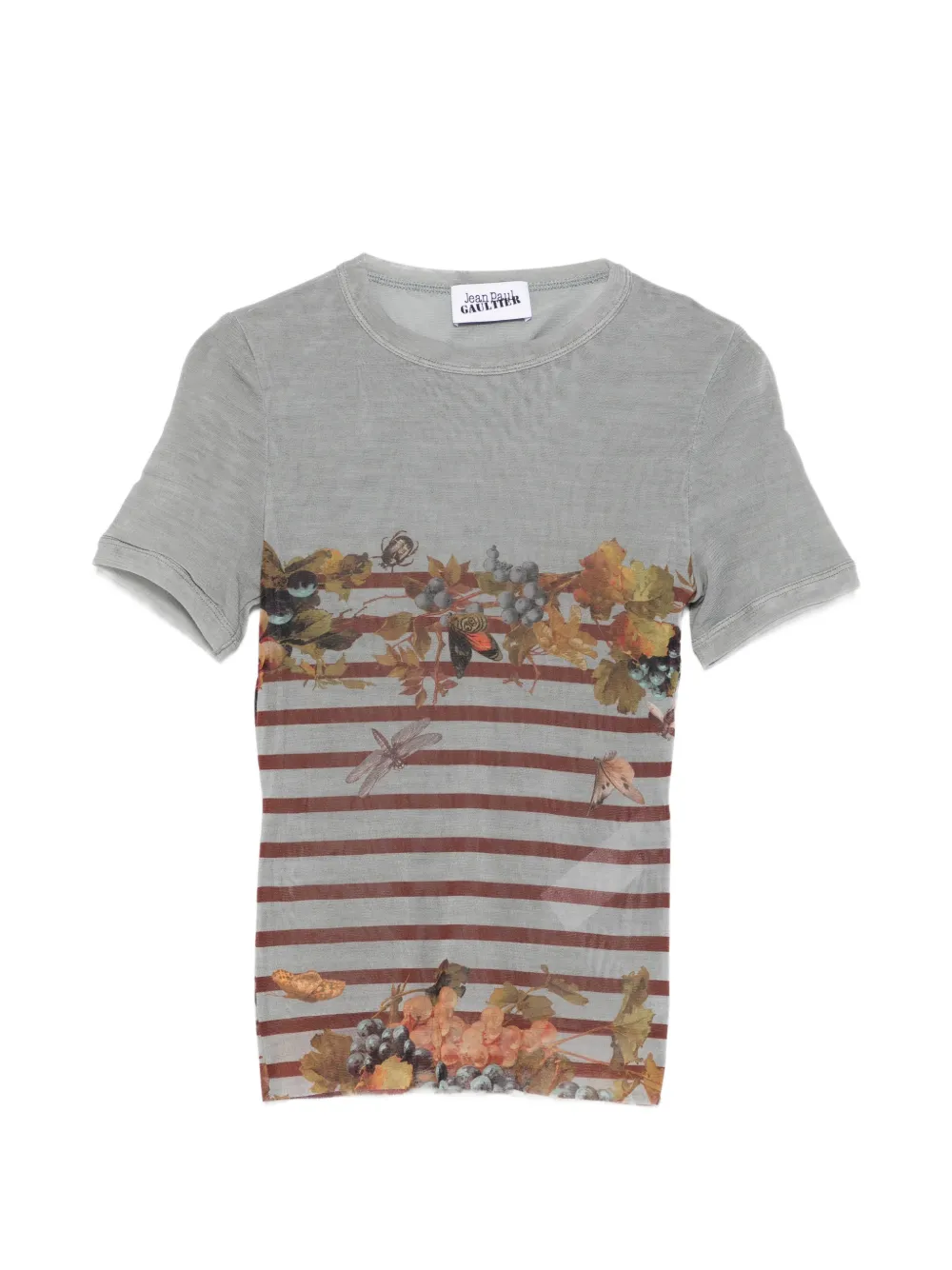 Jean Paul Gaultier striped floral T-shirt - Grigio
