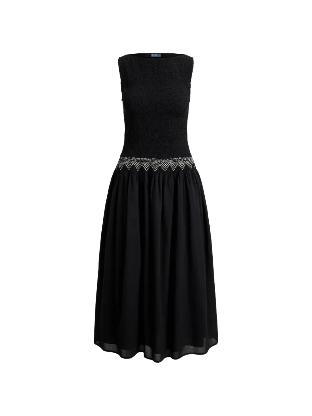 Polo Ralph Lauren Abito midi con corsetto arricciato - Nero