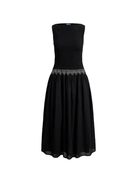 Polo Ralph Lauren shirred-trim midi dress