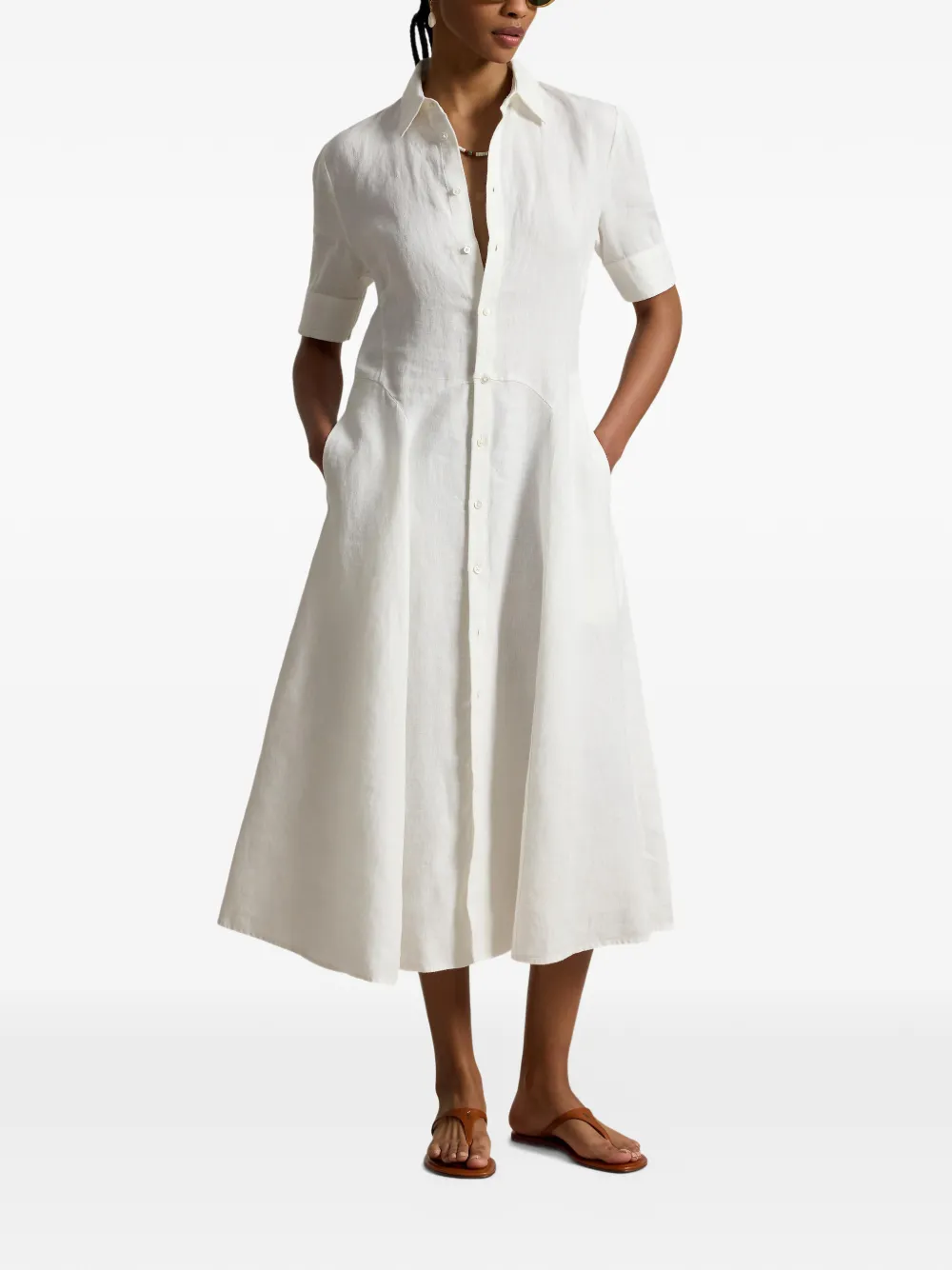 Polo Ralph Lauren Button-down maxi-jurk Wit