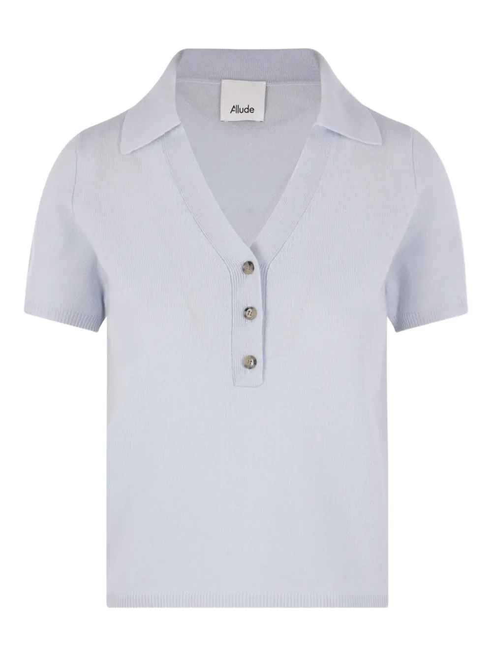 Allude collared knitted V-neck polo shirt - Blu