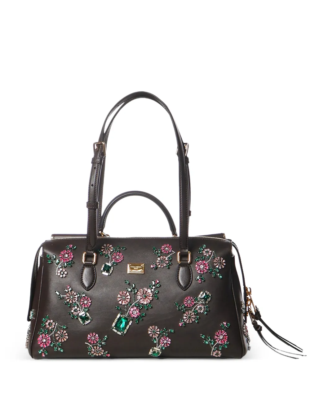 Dolce & Gabbana floral-embellished tote bag - Marrone