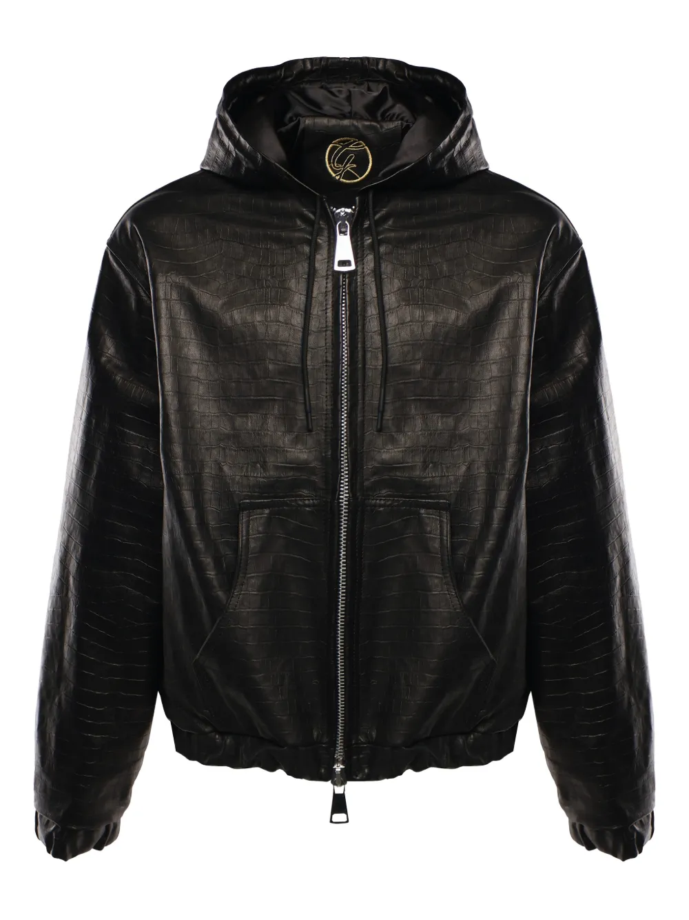 Giuliano Galiano drawstring hooded leather jacket - Schwarz