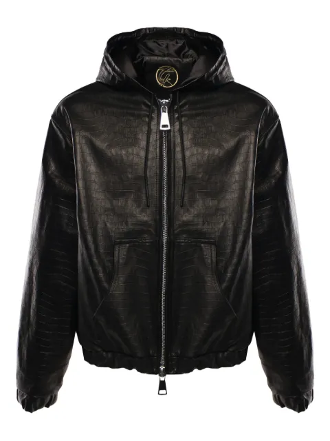 Giuliano Galiano drawstring hooded leather jacket