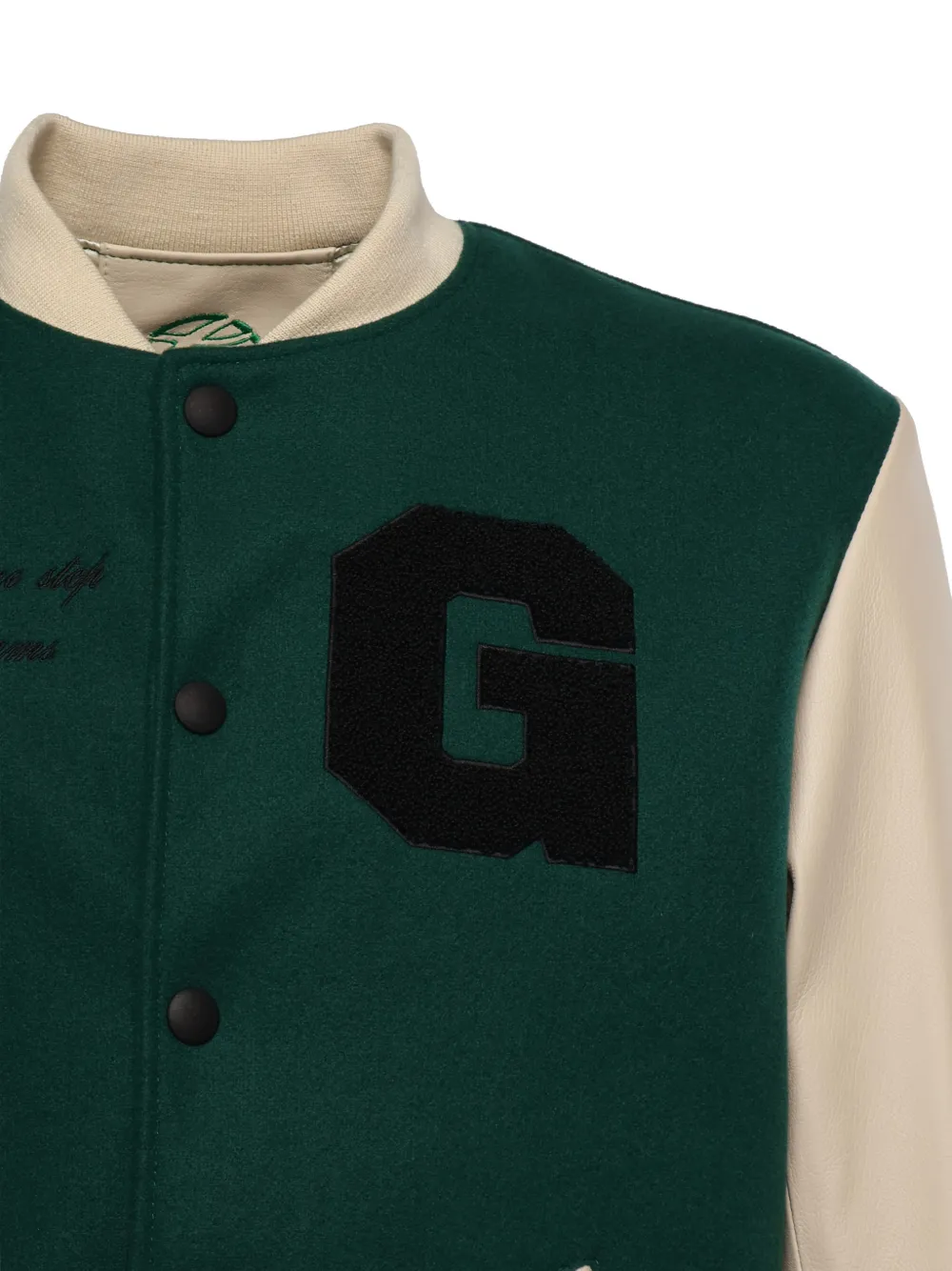  Giuliano Galiano Leather-sleeve Jacket - Green 
