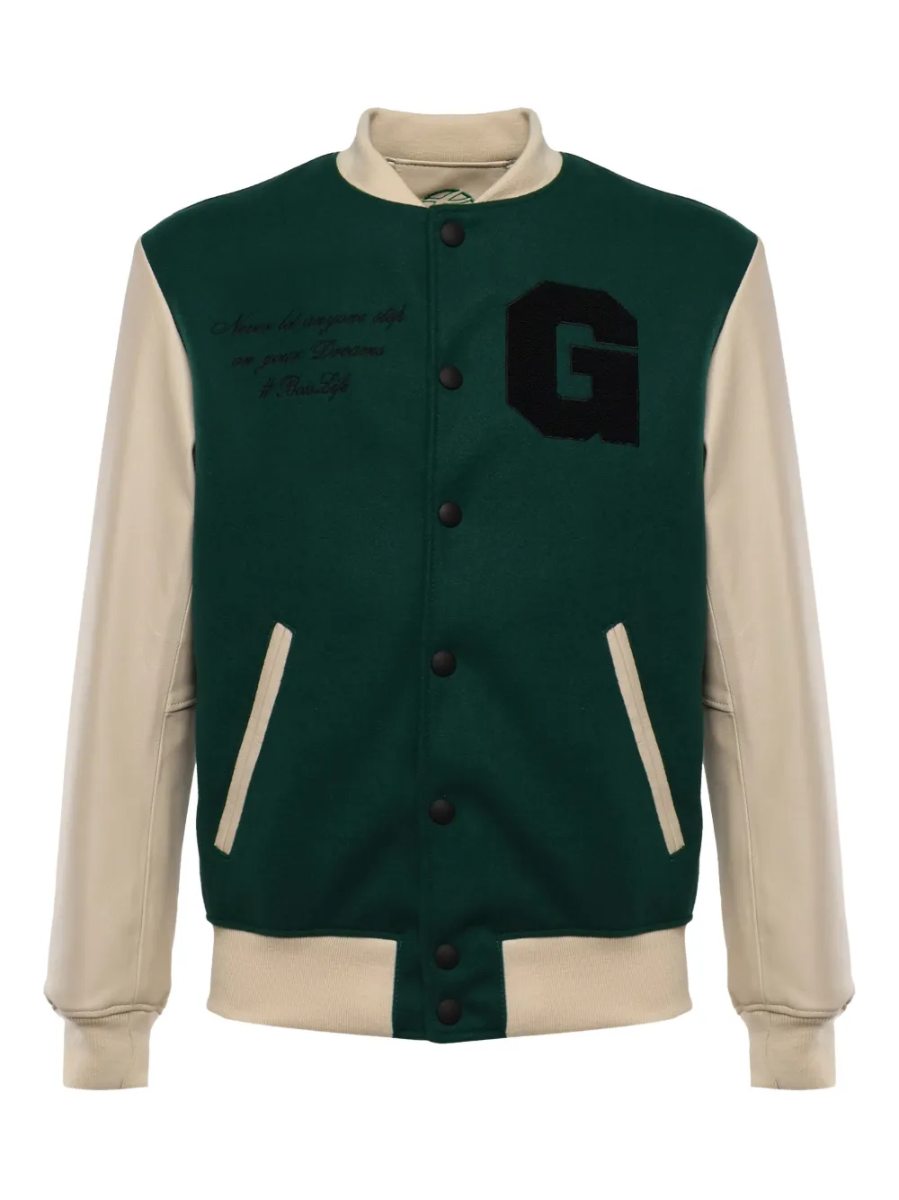 Giuliano Galiano leather-sleeve jacket - Verde