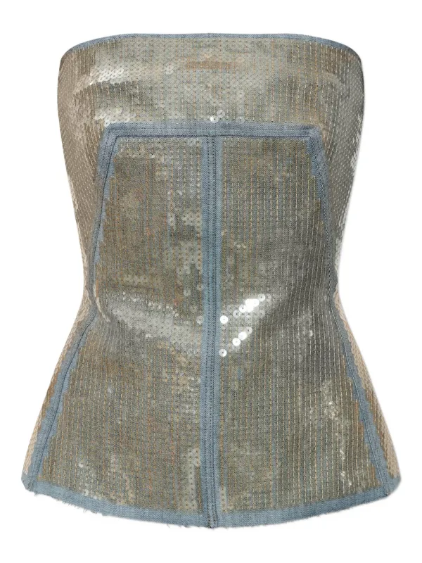 Rick Owens Temple Bustier Top in Neutrals