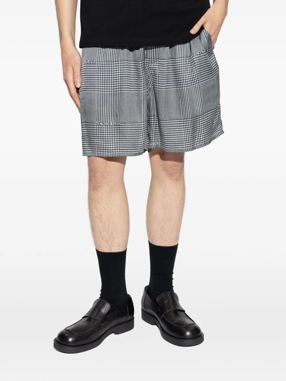  Balmain Houndstooth Elasticated Shorts - Grey 