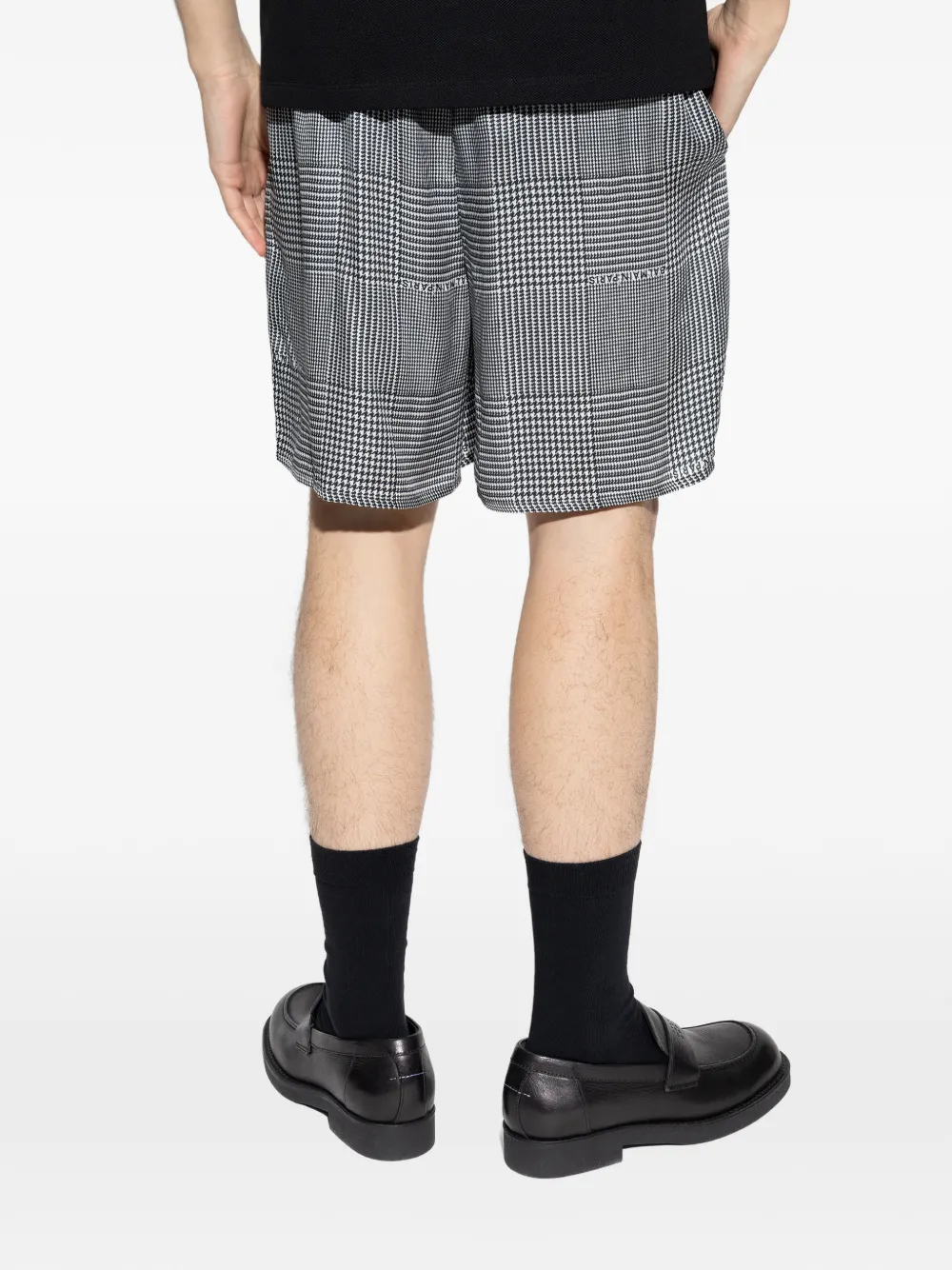 Balmain Elastische shorts met pied-de-poule print Grijs