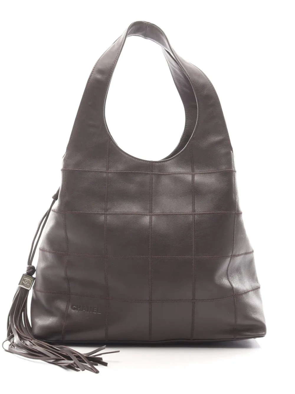 CHANEL Pre-Owned 2002-2003 CC Lambskin Chocolate Bar Tassel hobo bag - Black