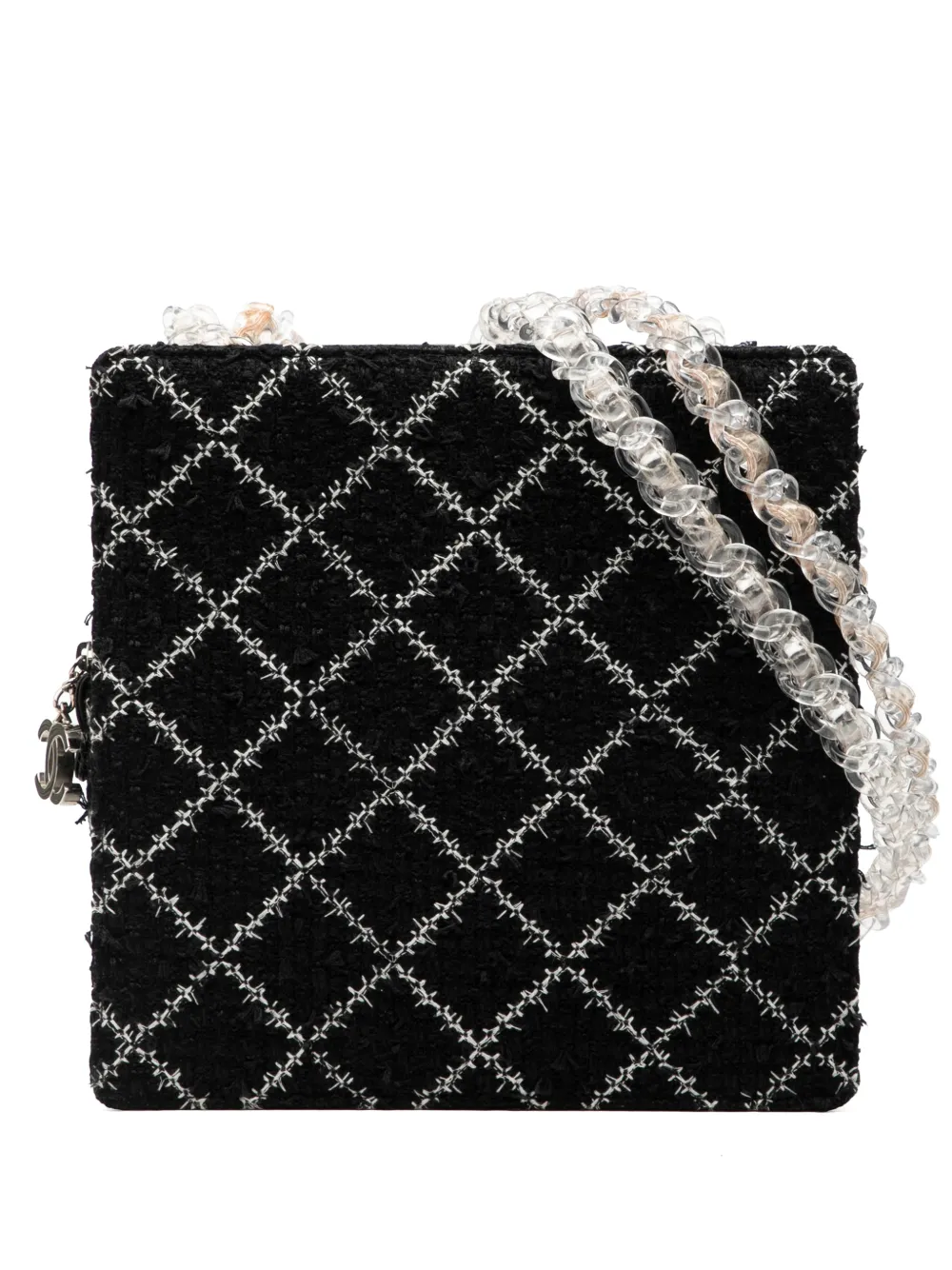 CHANEL Pre-Owned 2016-2017 Tweed and Resin Zipped Chain Shopping Bag crossbody bag - Nero