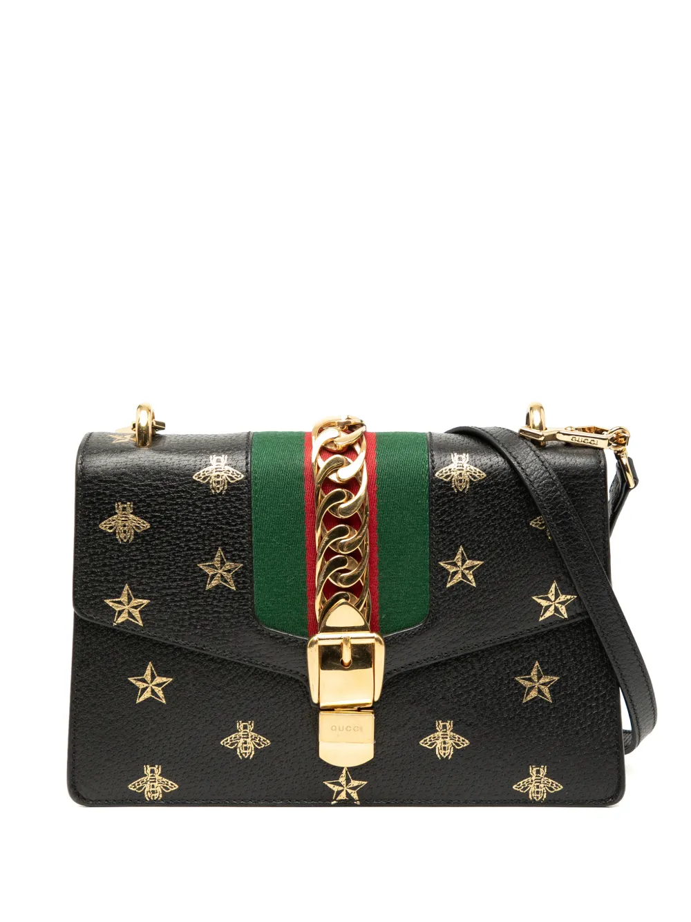 Gucci Pre-Owned 2016-2025 Small Leather Bee Star Sylvie satchel - Nero