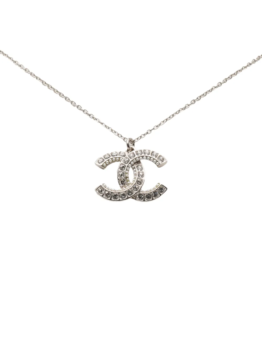 CHANEL Pre-Owned 2011 Silver Plated CC Rhinestones Pendant Necklace costume necklace - Argento