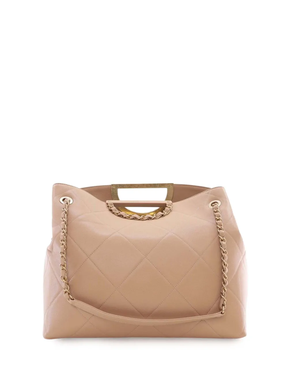 CHANEL Pre-Owned 2019 Quilted Caviar A Real Catch Shopping Tote satchel - Marrone