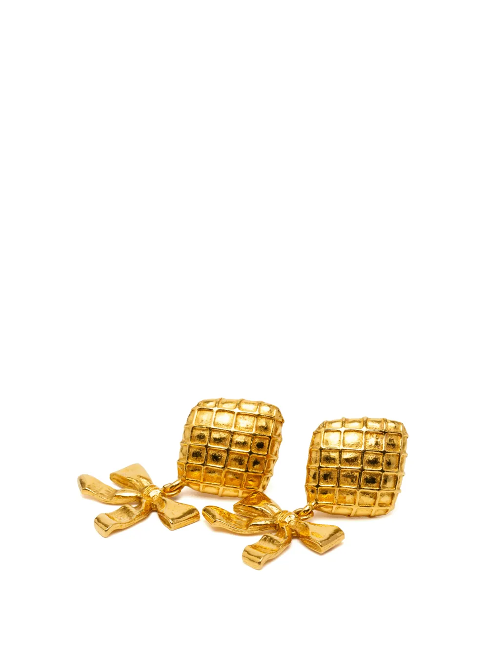 CHANEL Pre-Owned 1970-1980 Gold Plated Bow Drop Clip on Earrings costume earrings - Oro