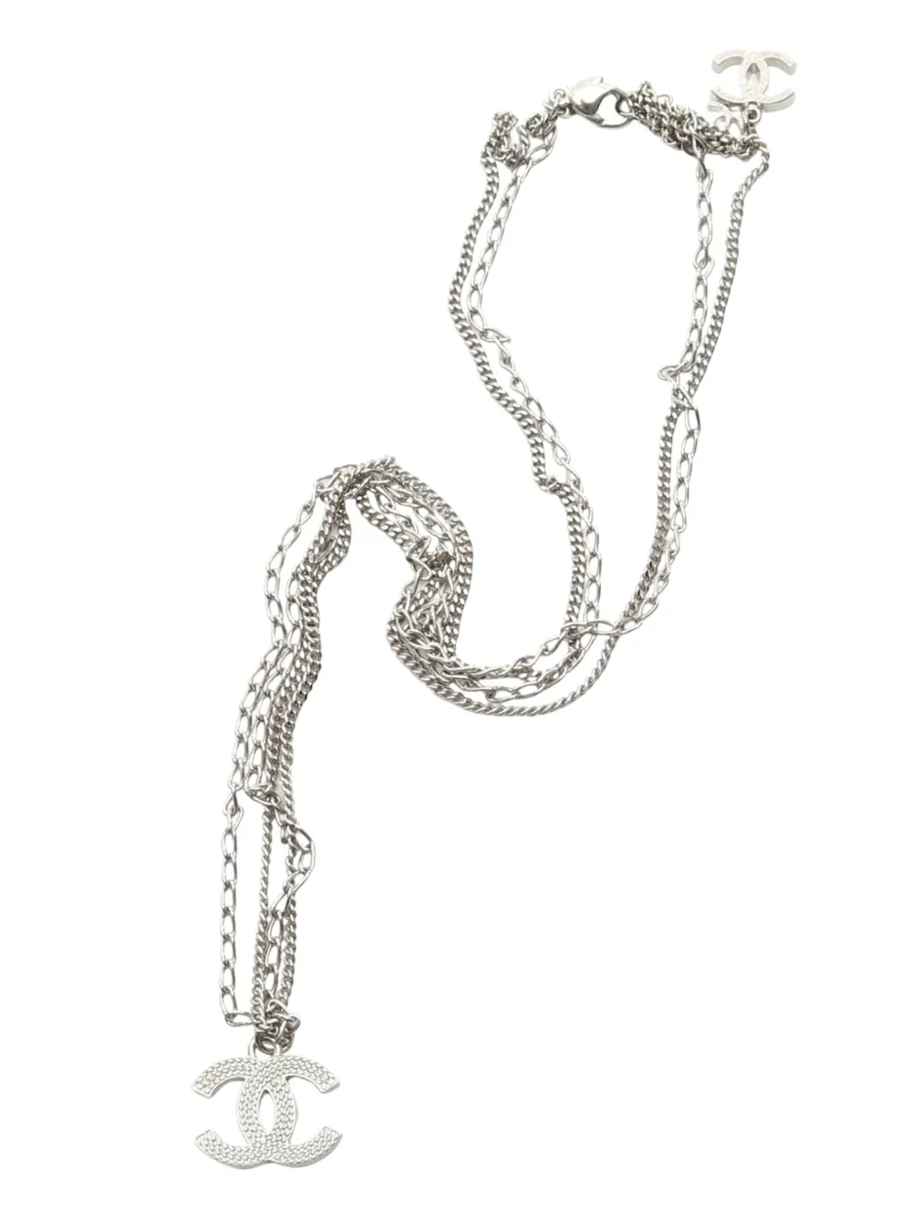 CHANEL Pre-Owned 2009 Silver Plated CC Long Chain Necklace costume necklace - Argento