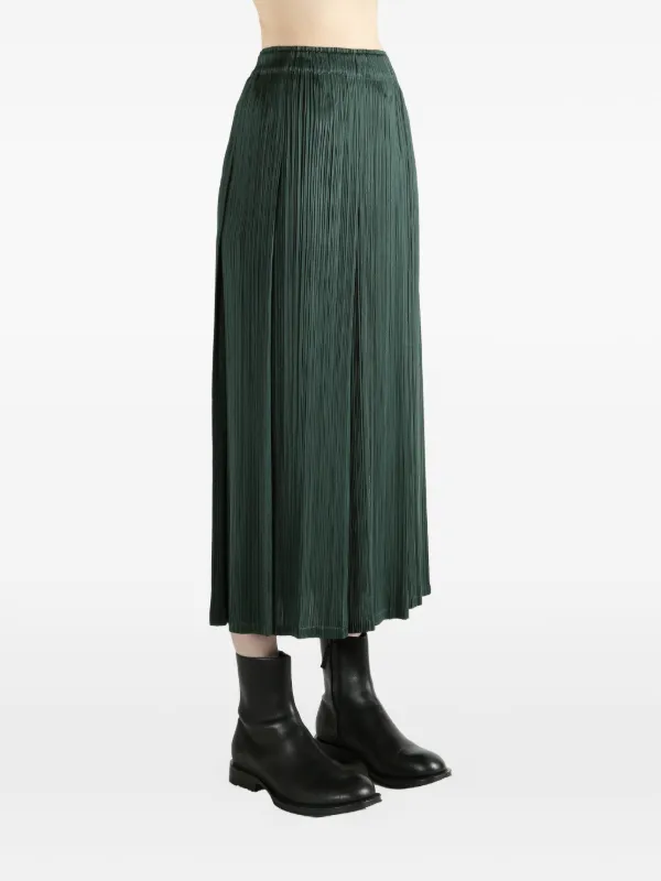 Pleats Please Issey Miyake Pleated Midi Skirt | Green | FARFETCH