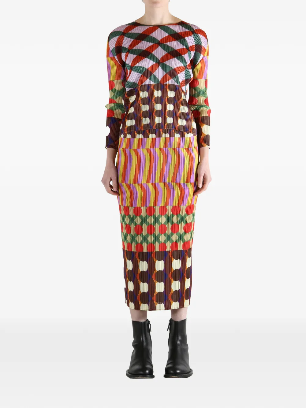  Pleats Please Issey Miyake Printed Pleated Top - Purple 